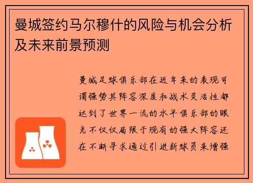 曼城签约马尔穆什的风险与机会分析及未来前景预测